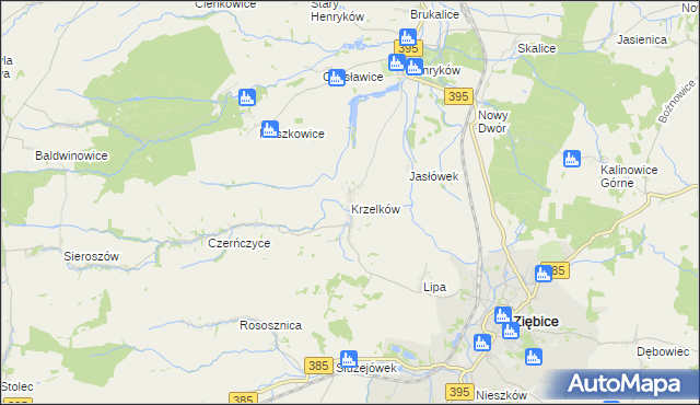 mapa Krzelków, Krzelków na mapie Targeo