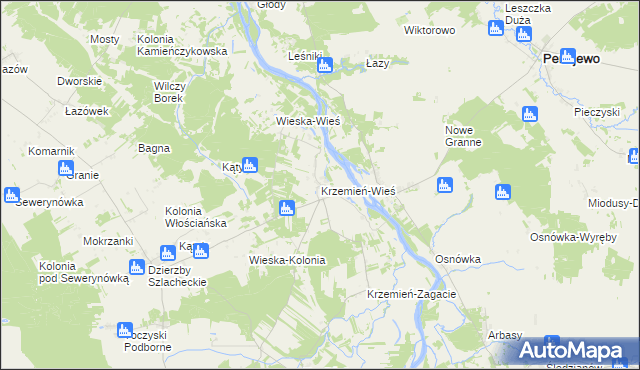 mapa Krzemień-Wieś, Krzemień-Wieś na mapie Targeo