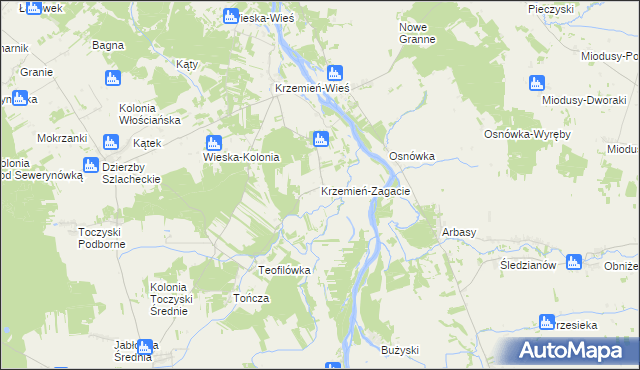 mapa Krzemień-Zagacie, Krzemień-Zagacie na mapie Targeo