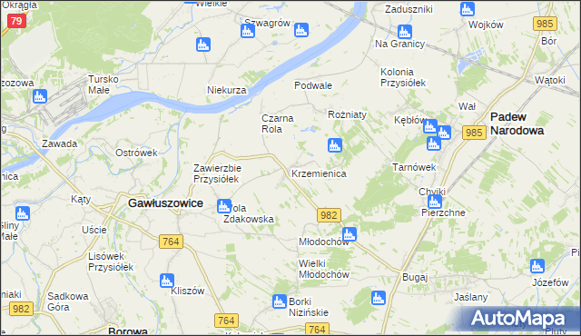 mapa Krzemienica gmina Gawłuszowice, Krzemienica gmina Gawłuszowice na mapie Targeo