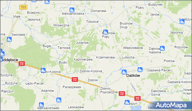 mapa Krzemieniew, Krzemieniew na mapie Targeo