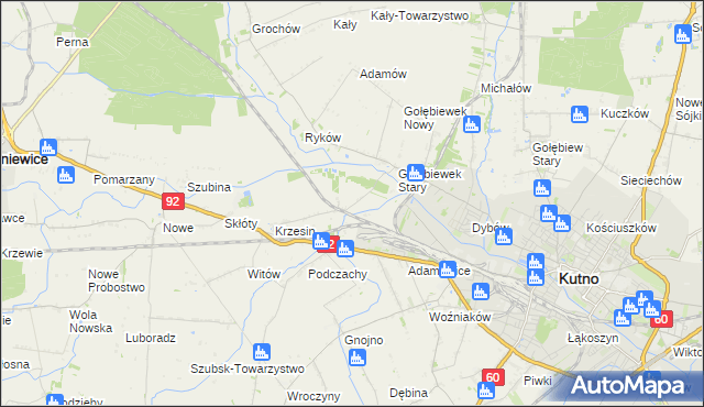 mapa Krzesinówek, Krzesinówek na mapie Targeo