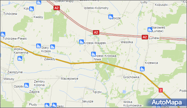 mapa Krzesk-Królowa Niwa, Krzesk-Królowa Niwa na mapie Targeo