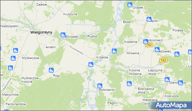 mapa Krzętów, Krzętów na mapie Targeo