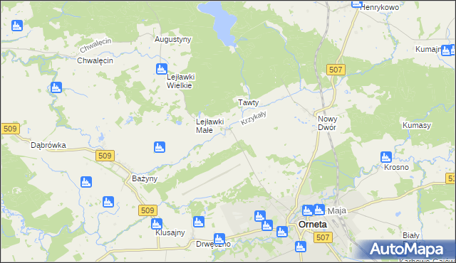 mapa Krzykały, Krzykały na mapie Targeo