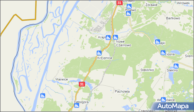 mapa Krzypnica, Krzypnica na mapie Targeo