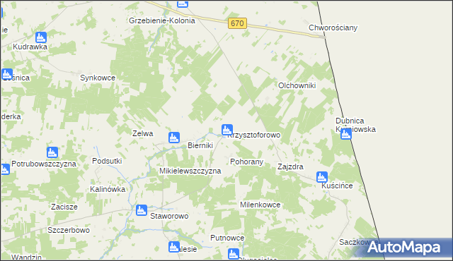 mapa Krzysztoforowo, Krzysztoforowo na mapie Targeo