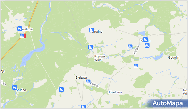 mapa Krzywa Wieś, Krzywa Wieś na mapie Targeo