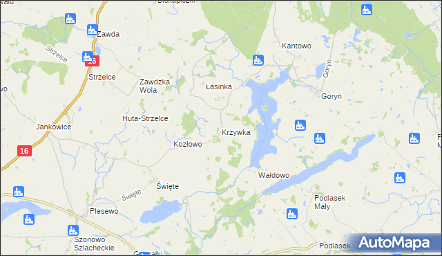 mapa Krzywka, Krzywka na mapie Targeo