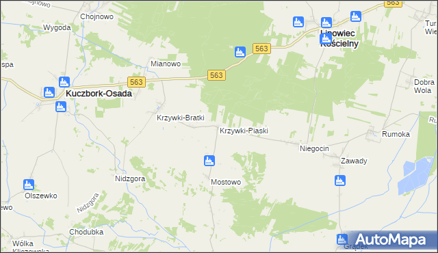 mapa Krzywki-Piaski, Krzywki-Piaski na mapie Targeo