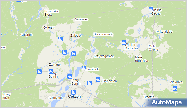 mapa Krzywogoniec, Krzywogoniec na mapie Targeo