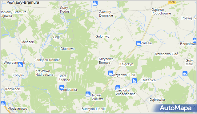 mapa Krzyżewo Borowe, Krzyżewo Borowe na mapie Targeo