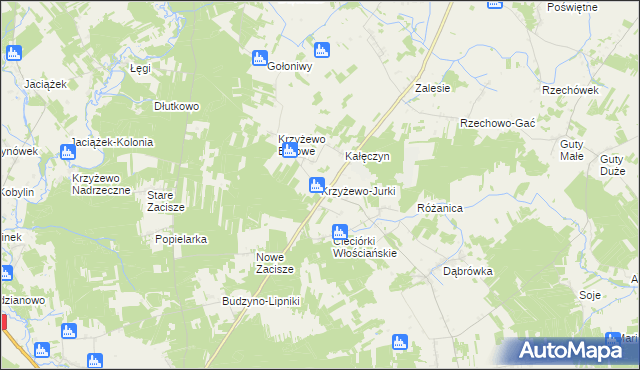 mapa Krzyżewo-Jurki, Krzyżewo-Jurki na mapie Targeo