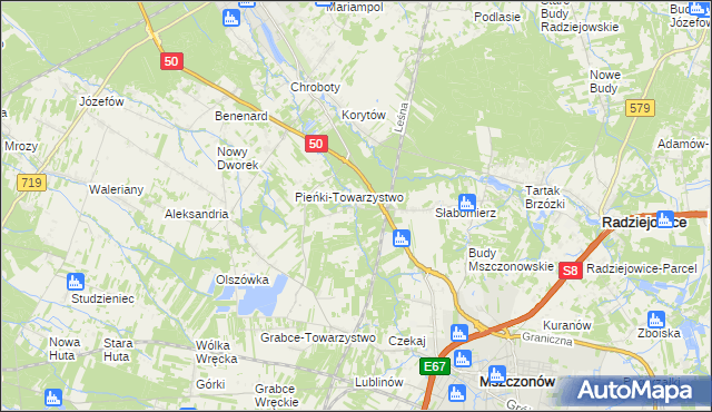 mapa Krzyżówka gmina Radziejowice, Krzyżówka gmina Radziejowice na mapie Targeo