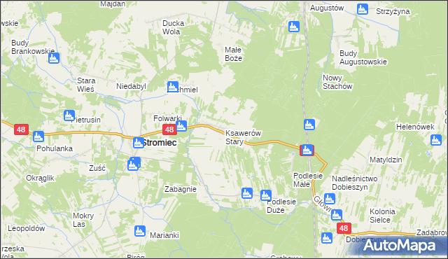 mapa Ksawerów Stary, Ksawerów Stary na mapie Targeo