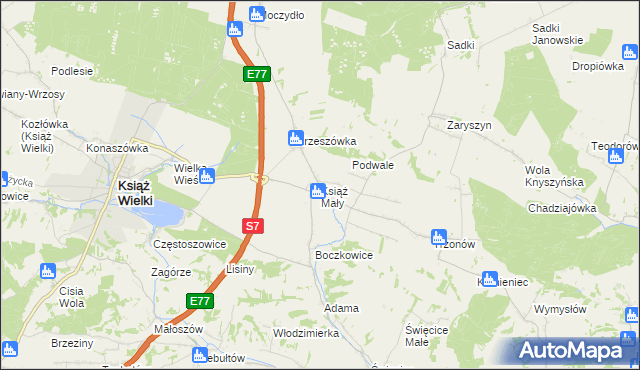 mapa Książ Mały, Książ Mały na mapie Targeo