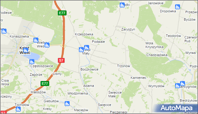 mapa Książ Mały-Kolonia, Książ Mały-Kolonia na mapie Targeo