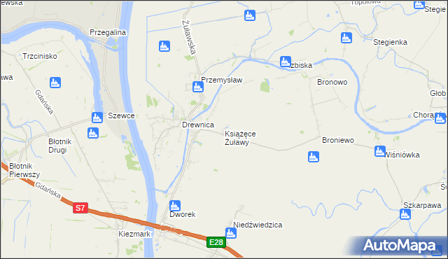 mapa Książęce Żuławy, Książęce Żuławy na mapie Targeo