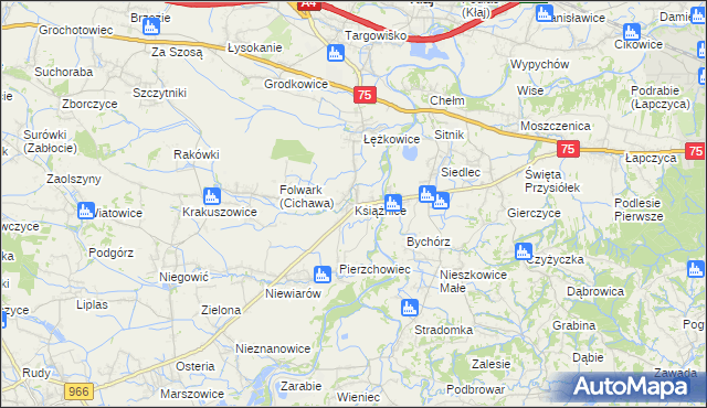 mapa Książnice gmina Gdów, Książnice gmina Gdów na mapie Targeo