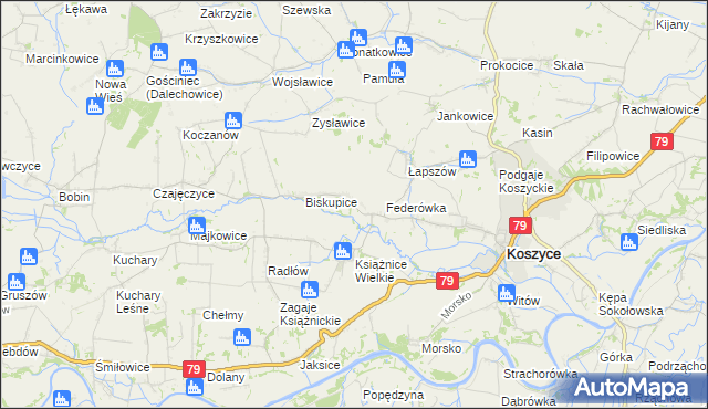 mapa Książnice Małe, Książnice Małe na mapie Targeo