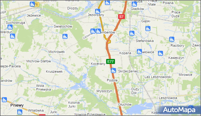 mapa Księżowola, Księżowola na mapie Targeo