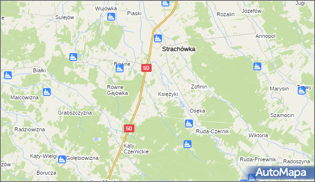 mapa Księżyki, Księżyki na mapie Targeo