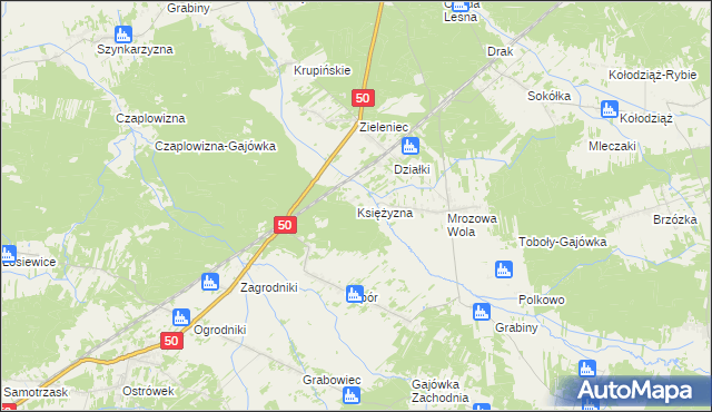 mapa Księżyzna gmina Stoczek, Księżyzna gmina Stoczek na mapie Targeo