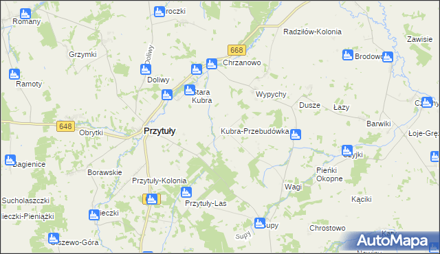 mapa Kubra-Przebudówka, Kubra-Przebudówka na mapie Targeo