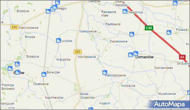 mapa Kuchary gmina Domaniów, Kuchary gmina Domaniów na mapie Targeo