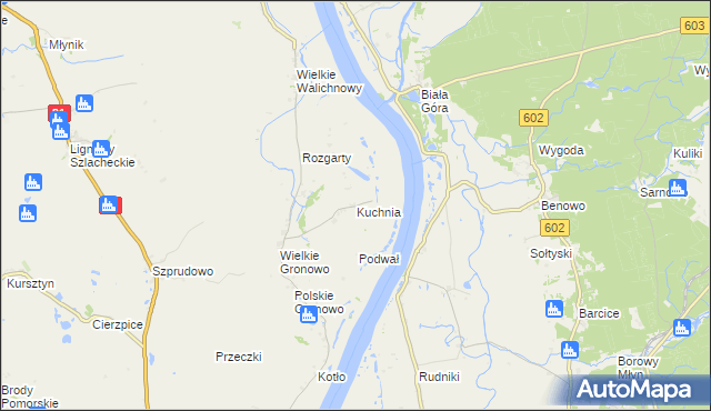 mapa Kuchnia gmina Gniew, Kuchnia gmina Gniew na mapie Targeo