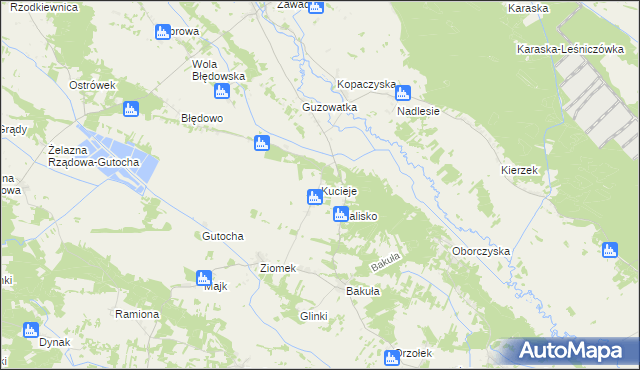 mapa Kucieje, Kucieje na mapie Targeo