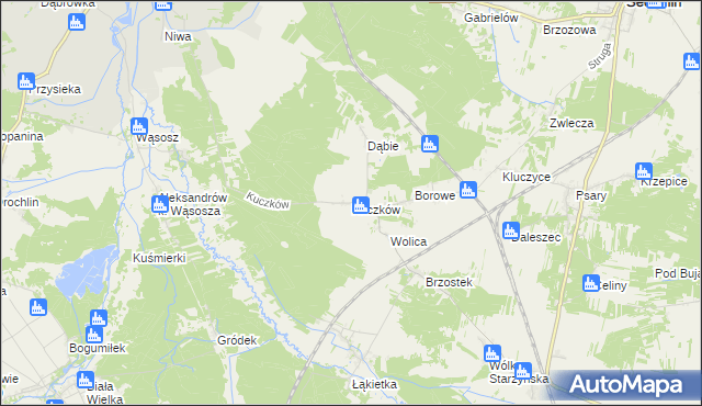 mapa Kuczków gmina Secemin, Kuczków gmina Secemin na mapie Targeo