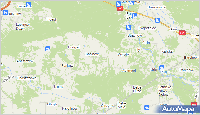 mapa Kukawki gmina Jadów, Kukawki gmina Jadów na mapie Targeo