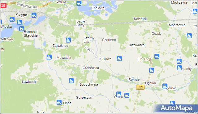 mapa Kukowo gmina Skępe, Kukowo gmina Skępe na mapie Targeo