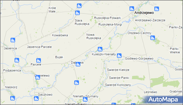 mapa Kuleszki-Nienałty, Kuleszki-Nienałty na mapie Targeo