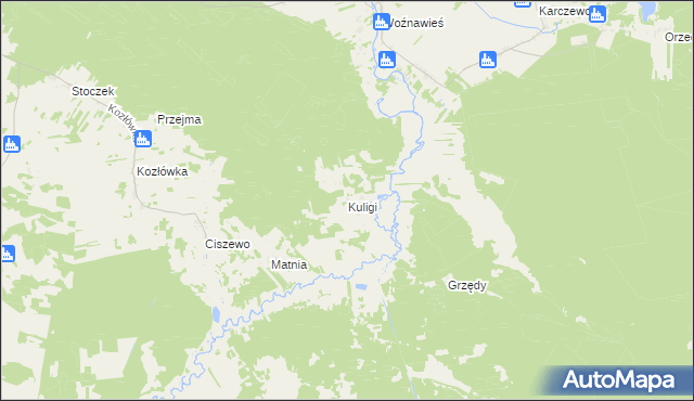 mapa Kuligi gmina Rajgród, Kuligi gmina Rajgród na mapie Targeo