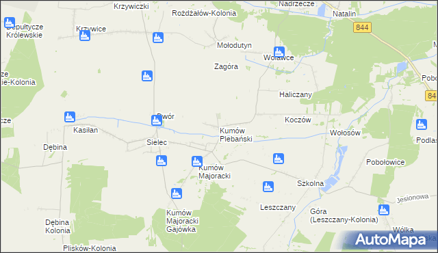 mapa Kumów Plebański, Kumów Plebański na mapie Targeo