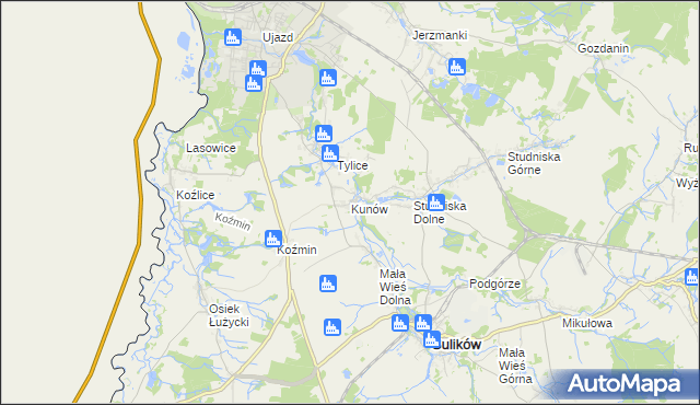 mapa Kunów gmina Zgorzelec, Kunów gmina Zgorzelec na mapie Targeo