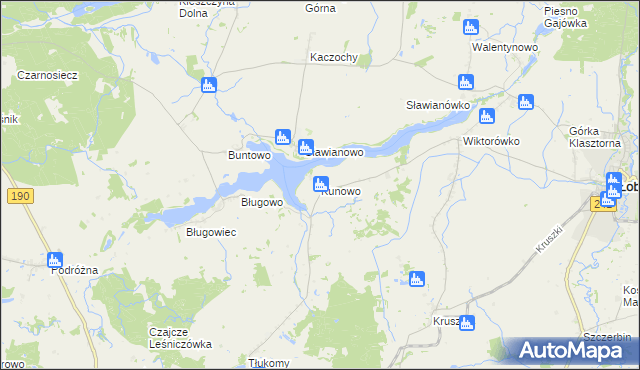 mapa Kunowo gmina Łobżenica, Kunowo gmina Łobżenica na mapie Targeo