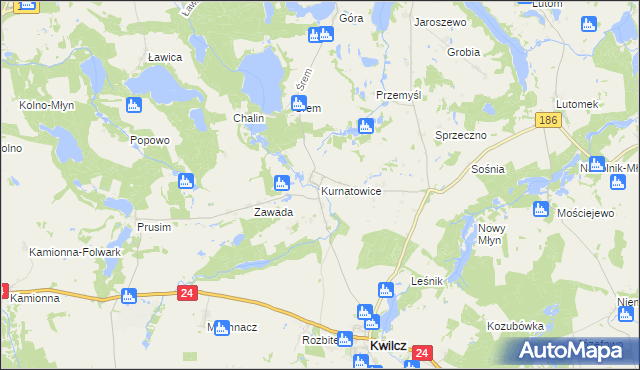 mapa Kurnatowice, Kurnatowice na mapie Targeo