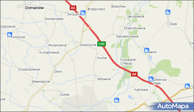 mapa Kurów gmina Wiązów, Kurów gmina Wiązów na mapie Targeo