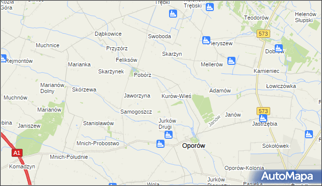 mapa Kurów-Wieś, Kurów-Wieś na mapie Targeo