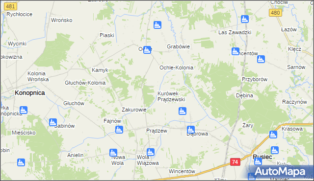 mapa Kurówek Prądzewski, Kurówek Prądzewski na mapie Targeo