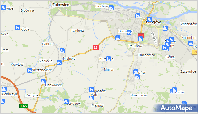 mapa Kurowice gmina Jerzmanowa, Kurowice gmina Jerzmanowa na mapie Targeo