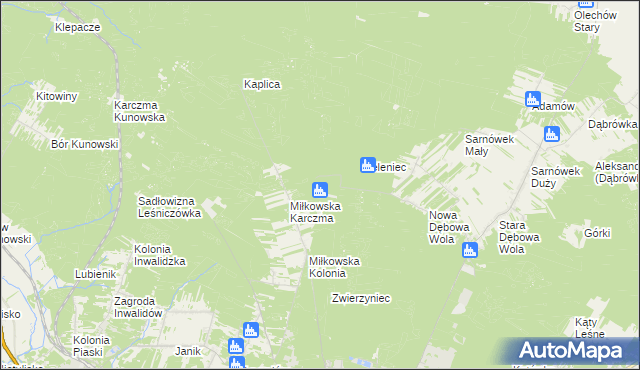 mapa Kurzacze gmina Kunów, Kurzacze gmina Kunów na mapie Targeo