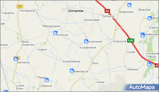 mapa Kurzątkowice, Kurzątkowice na mapie Targeo