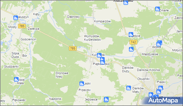 mapa Kurzelów, Kurzelów na mapie Targeo