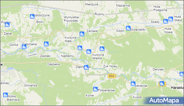 mapa Kurzyna Wielka, Kurzyna Wielka na mapie Targeo