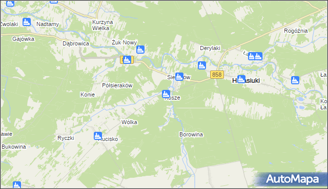 mapa Kusze, Kusze na mapie Targeo