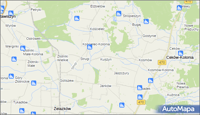 mapa Kuszyn, Kuszyn na mapie Targeo